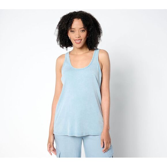 Peace Love World Women's Top Plus Sz 2X Boheme Ribbed Knit Swing Blue A651404 - Picture 1 of 4